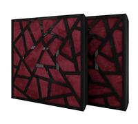 Set di 2 pannelli acustici diffusivi con tessuto vellutato e kit di montaggio | 50x50x5cm | Riflessione - Insonorizzazione | Trattamento acustico per la casa | [SKYROSS - Plastica nera | Borgogna]