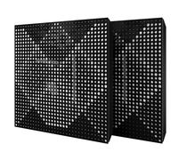 Set di 2 pannelli acustici diffusivi con tessuto vellutato e kit di montaggio | 50x50x5cm | Riflessione - Insonorizzazione | Trattamento acustico per la casa | [WILDS - Plastica nera | Bianco]