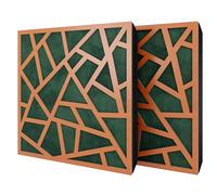Set di 2 pannelli acustici diffusivi con tessuto vellutato e kit di montaggio | 50x50x5cm | Riflessione - Insonorizzazione | Trattamento acustico per la casa | [SKYROSS - Ciliegio | Verde]