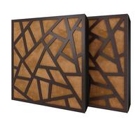 Set di 2 pannelli acustici diffusivi con tessuto vellutato e kit di montaggio | 50x50x5cm | Riflessione - Insonorizzazione | Trattamento acustico per la casa | [SKYROSS - Wengé | Dorato]
