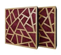 Set di 2 pannelli acustici diffusivi con tessuto vellutato e kit di montaggio | 50x50x5cm | Riflessione - Insonorizzazione | Trattamento acustico per la casa | [SKYROSS - Rovere | Borgogna]