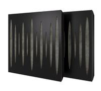 Set di 2 pannelli acustici diffusivi con tessuto vellutato e kit di montaggio | 50x50x5cm | Riflessione - Insonorizzazione | Trattamento acustico per la casa | [PULZARO - Nero | Grigio]
