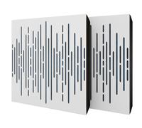 Set di 2 pannelli acustici diffusivi con tessuto vellutato e kit di montaggio | 50x50x5cm | Riflessione - Insonorizzazione | Trattamento acustico per la casa | [WAVE - Bianco | Blu]