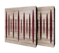 Set di 2 pannelli acustici diffusivi con tessuto vellutato e kit di montaggio | 50x50x5cm | Riflessione - Insonorizzazione | Trattamento acustico per la casa | [PULZARO - Sonoma | Borgogna]