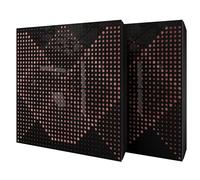 Set di 2 pannelli acustici diffusivi con tessuto vellutato e kit di montaggio | 50x50x5cm | Riflessione - Insonorizzazione | Trattamento acustico per la casa | [WILDS - Plastica nera | Rosa]