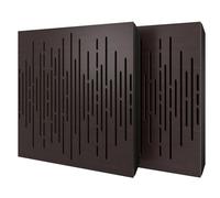 Set di 2 pannelli acustici diffusivi con tessuto vellutato e kit di montaggio | 50x50x5cm | Riflessione - Insonorizzazione | Trattamento acustico per la casa | [WAVE - Wengé | Nero]