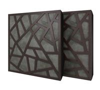 Set di 2 pannelli acustici diffusivi con tessuto vellutato e kit di montaggio | 50x50x5cm | Riflessione - Insonorizzazione | Trattamento acustico per la casa | [SKYROSS - Wengé | Grigio]