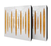 Set di 2 pannelli acustici diffusivi con tessuto vellutato e kit di montaggio | 50x50x5cm | Riflessione - Insonorizzazione | Trattamento acustico per la casa | [PULZARO - Plastica bianca | Giallo]