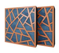 Set di 2 pannelli acustici diffusivi con tessuto vellutato e kit di montaggio | 50x50x5cm | Riflessione - Insonorizzazione | Trattamento acustico per la casa | [SKYROSS - Ciliegio | Blu]