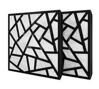 Set di 2 pannelli acustici diffusivi con tessuto vellutato e kit di montaggio | 50x50x5cm | Riflessione - Insonorizzazione | Trattamento acustico per la casa | [SKYROSS - Plastica nera | Bianco]