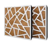 Set di 2 pannelli acustici diffusivi con tessuto vellutato e kit di montaggio | 50x50x5cm | Riflessione - Insonorizzazione | Trattamento acustico per la casa | [SKYROSS - Plastica bianca | Dorato]