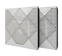 Set di 2 pannelli acustici diffusivi con tessuto vellutato e kit di montaggio | 50x50x5cm | Riflessione - Insonorizzazione | Trattamento acustico per la casa | [WILDS - Plastica bianca | Beige]