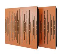 Set di 2 pannelli acustici diffusivi con tessuto vellutato e kit di montaggio | 50x50x5cm | Riflessione - Insonorizzazione | Trattamento acustico per la casa | [WAVE - Ciliegio | Beige]