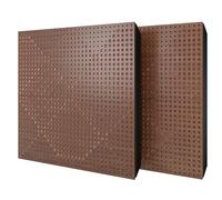 Set di 2 pannelli acustici diffusivi con tessuto vellutato e kit di montaggio | 50x50x5cm | Riflessione - Insonorizzazione | Trattamento acustico per la casa | [WILDS - Noce | Rosa]