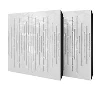 Set di 2 pannelli acustici diffusivi con tessuto vellutato e kit di montaggio | 50x50x5cm | Riflessione - Insonorizzazione | Trattamento acustico per la casa | [WAVE - Plastica bianca | Bianco]