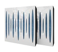 Set di 2 pannelli acustici diffusivi con tessuto vellutato e kit di montaggio | 50x50x5cm | Riflessione - Insonorizzazione | Trattamento acustico per la casa | [PULZARO - Plastica bianca | Blu]