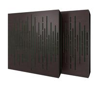 Set di 2 pannelli acustici diffusivi con tessuto vellutato e kit di montaggio | 50x50x5cm | Riflessione - Insonorizzazione | Trattamento acustico per la casa | [WAVE - Wengé | Verde]