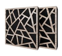 Set di 2 pannelli acustici diffusivi con tessuto vellutato e kit di montaggio | 50x50x5cm | Riflessione - Insonorizzazione | Trattamento acustico per la casa | [SKYROSS - Sonoma | Nero]