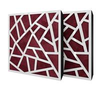 Set di 2 pannelli acustici diffusivi con tessuto vellutato e kit di montaggio | 50x50x5cm | Riflessione - Insonorizzazione | Trattamento acustico per la casa | [SKYROSS - Plastica bianca | Borgogna]