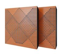 Set di 2 pannelli acustici diffusivi con tessuto vellutato e kit di montaggio | 50x50x5cm | Riflessione - Insonorizzazione | Trattamento acustico per la casa | [WILDS - Ciliegio | Blu]