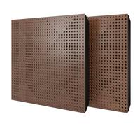 Set di 2 pannelli acustici diffusivi con tessuto vellutato e kit di montaggio | 50x50x5cm | Riflessione - Insonorizzazione | Trattamento acustico per la casa | [WILDS - Noce | Beige]