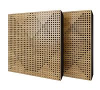 Set di 2 pannelli acustici diffusivi con tessuto vellutato e kit di montaggio | 50x50x5cm | Riflessione - Insonorizzazione | Trattamento acustico per la casa | [WILDS - Rovere | Beige]