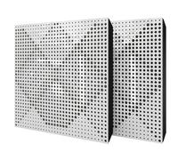 Set di 2 pannelli acustici diffusivi con tessuto vellutato e kit di montaggio | 50x50x5cm | Riflessione - Insonorizzazione | Trattamento acustico per la casa | [WILDS - Plastica bianca | Grigio]