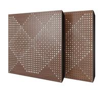 Set di 2 pannelli acustici diffusivi con tessuto vellutato e kit di montaggio | 50x50x5cm | Riflessione - Insonorizzazione | Trattamento acustico per la casa | [WILDS - Noce | Bianco]