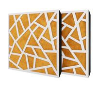 Set di 2 pannelli acustici diffusivi con tessuto vellutato e kit di montaggio | 50x50x5cm | Riflessione - Insonorizzazione | Trattamento acustico per la casa | [SKYROSS - Bianco | Giallo]