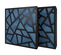 Set di 2 pannelli acustici diffusivi con tessuto vellutato e kit di montaggio | 50x50x5cm | Riflessione - Insonorizzazione | Trattamento acustico per la casa | [SKYROSS - Nero | Blu]