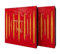Set di 2 pannelli acustici diffusivi con tessuto vellutato e kit di montaggio | 50x50x5cm | Riflessione - Insonorizzazione | Trattamento acustico per la casa | [PULZARO - Plastica rossa | Giallo]