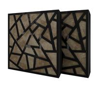 Set di 2 pannelli acustici diffusivi con tessuto vellutato e kit di montaggio | 50x50x5cm | Riflessione - Insonorizzazione | Trattamento acustico per la casa | [SKYROSS - Plastica nera | Beige]