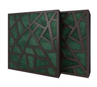 Set di 2 pannelli acustici diffusivi con tessuto vellutato e kit di montaggio | 50x50x5cm | Riflessione - Insonorizzazione | Trattamento acustico per la casa | [SKYROSS - Wengé | Verde]