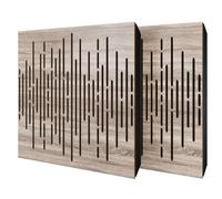 Set di 2 pannelli acustici diffusivi con tessuto vellutato e kit di montaggio | 50x50x5cm | Riflessione - Insonorizzazione | Trattamento acustico per la casa | [WAVE - Sonoma | Marrone]