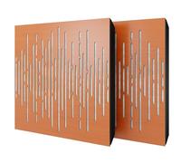 Set di 2 pannelli acustici diffusivi con tessuto vellutato e kit di montaggio | 50x50x5cm | Riflessione - Insonorizzazione | Trattamento acustico per la casa | [WAVE - Ciliegio | Bianco]