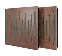 Set di 2 pannelli acustici diffusivi con tessuto vellutato e kit di montaggio | 50x50x5cm | Riflessione - Insonorizzazione | Trattamento acustico per la casa | [PULZARO - Noce | Grigio]