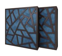 Set di 2 pannelli acustici diffusivi con tessuto vellutato e kit di montaggio | 50x50x5cm | Riflessione - Insonorizzazione | Trattamento acustico per la casa | [SKYROSS - Wengé | Blu]