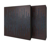 Set di 2 pannelli acustici diffusivi con tessuto vellutato e kit di montaggio | 50x50x5cm | Riflessione - Insonorizzazione | Trattamento acustico per la casa | [WAVE - Wengé | Blu]