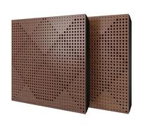 Set di 2 pannelli acustici diffusivi con tessuto vellutato e kit di montaggio | 50x50x5cm | Riflessione - Insonorizzazione | Trattamento acustico per la casa | [WILDS - Noce | Borgogna]