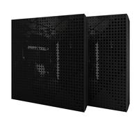 Set di 2 pannelli acustici diffusivi con tessuto vellutato e kit di montaggio | 50x50x5cm | Riflessione - Insonorizzazione | Trattamento acustico per la casa | [WILDS - Plastica nera | Nero]