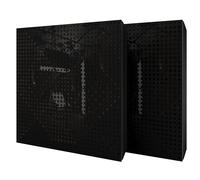 Set di 2 pannelli acustici diffusivi con tessuto vellutato e kit di montaggio | 50x50x5cm | Riflessione - Insonorizzazione | Trattamento acustico per la casa | [WILDS - Plastica nera | Marrone]