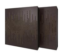 Set di 2 pannelli acustici diffusivi con tessuto vellutato e kit di montaggio | 50x50x5cm | Riflessione - Insonorizzazione | Trattamento acustico per la casa | [WAVE - Wengé | Beige]