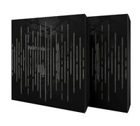 Set di 2 pannelli acustici diffusivi con tessuto vellutato e kit di montaggio | 50x50x5cm | Riflessione - Insonorizzazione | Trattamento acustico per la casa | [WAVE - Plastica nera | Grigio]