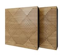 Set di 2 pannelli acustici diffusivi con tessuto vellutato e kit di montaggio | 50x50x5cm | Riflessione - Insonorizzazione | Trattamento acustico per la casa | [WILDS - Rovere | Dorato]