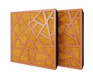 Set di 2 pannelli acustici diffusivi con tessuto vellutato e kit di montaggio | 50x50x5cm | Riflessione - Insonorizzazione | Trattamento acustico per la casa | [SKYROSS - Ciliegio | Giallo]