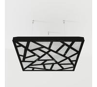 Set di 2 pannelli acustici fonoassorbenti sospesi con tessuto vellutato e kit di montaggio a soffitto | 50x50x5cm | Trattamento acustico per la casa | [SKYROSS - Plastica nera | Bianco]