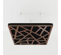 Set di 2 pannelli acustici fonoassorbenti sospesi con tessuto vellutato e kit di montaggio a soffitto | 50x50x5cm | Trattamento acustico per la casa | [SKYROSS - Noce | Nero]