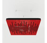 Set di 2 pannelli acustici fonoassorbenti sospesi con tessuto vellutato e kit di montaggio a soffitto | 50x50x5cm | Trattamento acustico per la casa | [WAVE - Plastica rossa | Marrone]