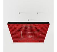 Set di 2 pannelli acustici fonoassorbenti sospesi con tessuto vellutato e kit di montaggio a soffitto | 50x50x5cm | Trattamento acustico per la casa | [WILDS - Plastica rossa | Nero]