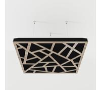 Set di 2 pannelli acustici fonoassorbenti sospesi con tessuto vellutato e kit di montaggio a soffitto | 50x50x5cm | Trattamento acustico per la casa | [SKYROSS - Sonoma | Nero]